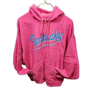 Gildan Heavy blend sz L Pink Kentucky Bluegrass state blue glitter hoodie